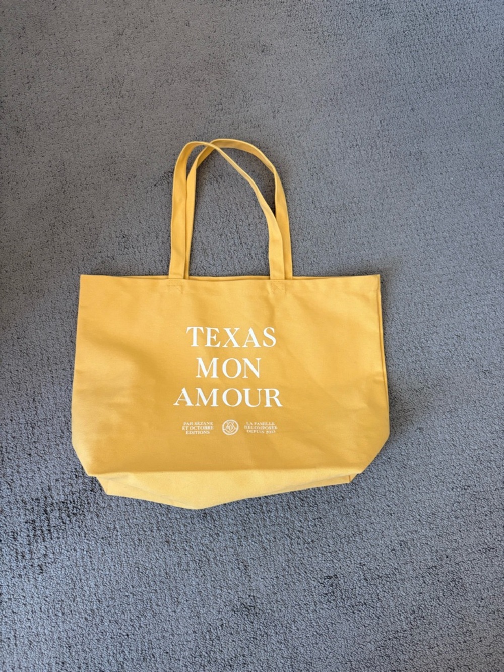 Sezane Texas Mon Amour Yellow Canvas Tote Bag